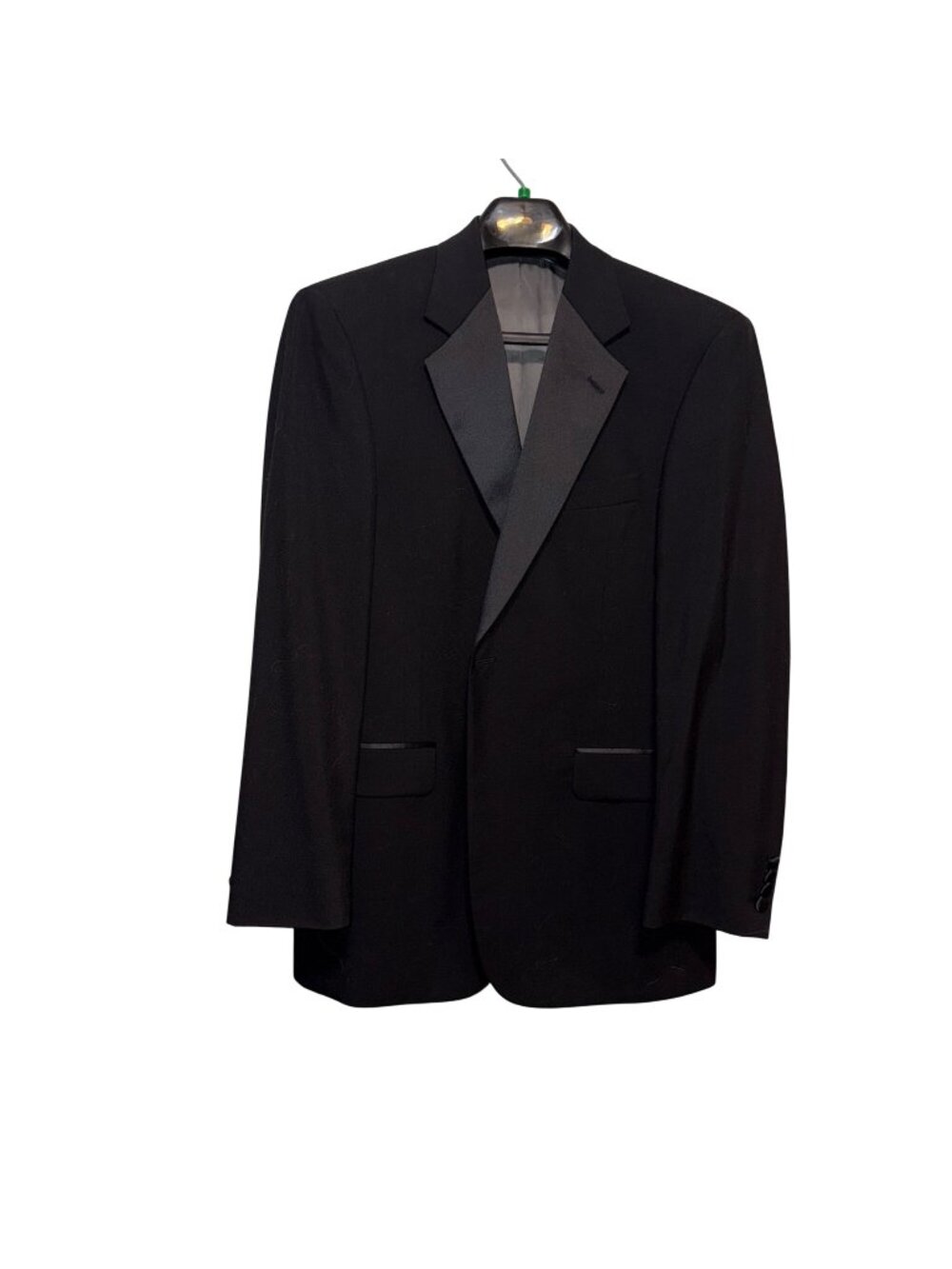 Stafford Essentials Mens Black Wool Tuxedo Jacket 38 Regular Satin Lapel Prom